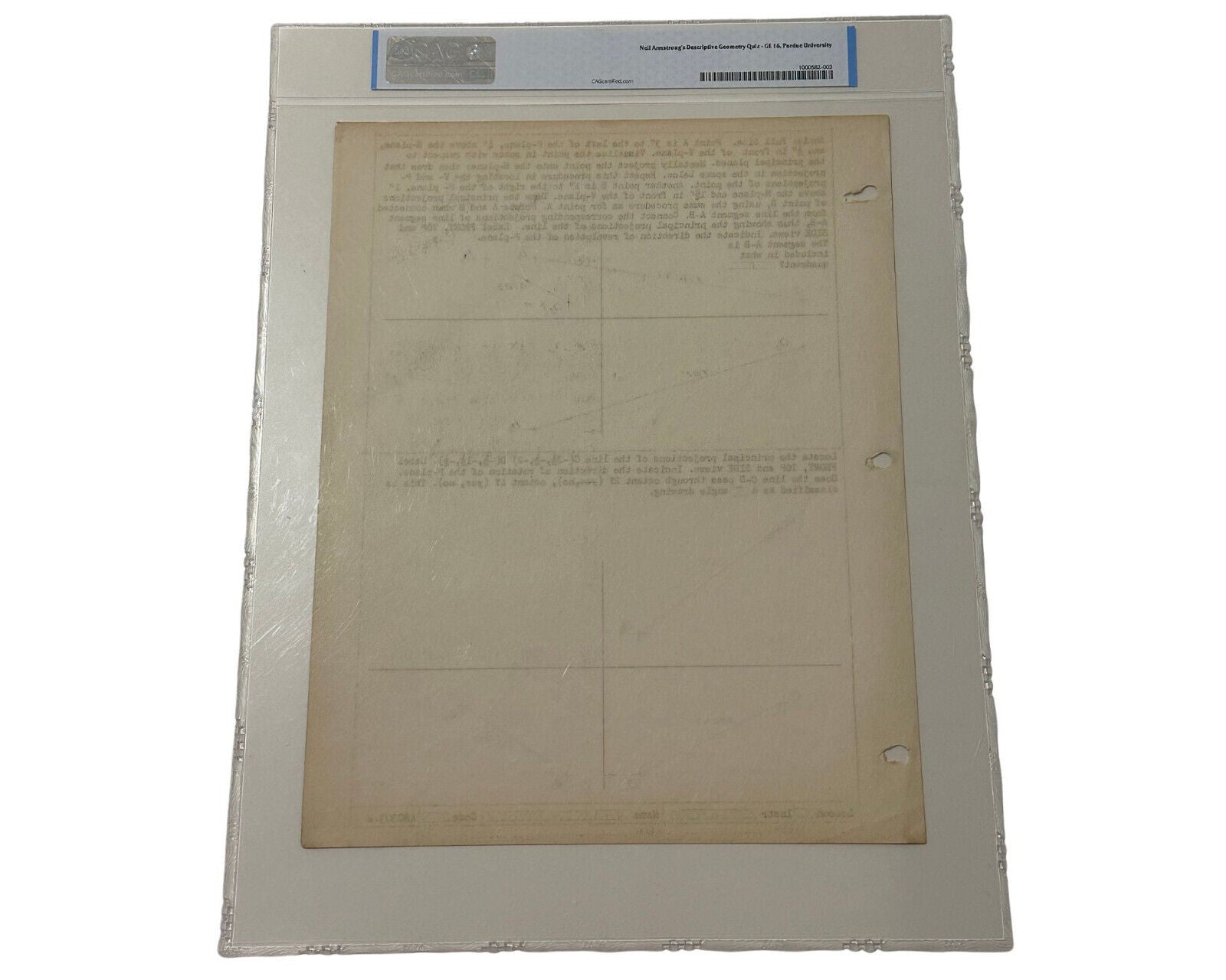 Neil Armstrong Signed Geometry Quiz from Purdue! W/ Hand Drawn Calculations! CAG