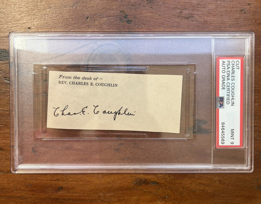 Father Charles Coughlin Signed Cut PSA Mint 9 Auto.