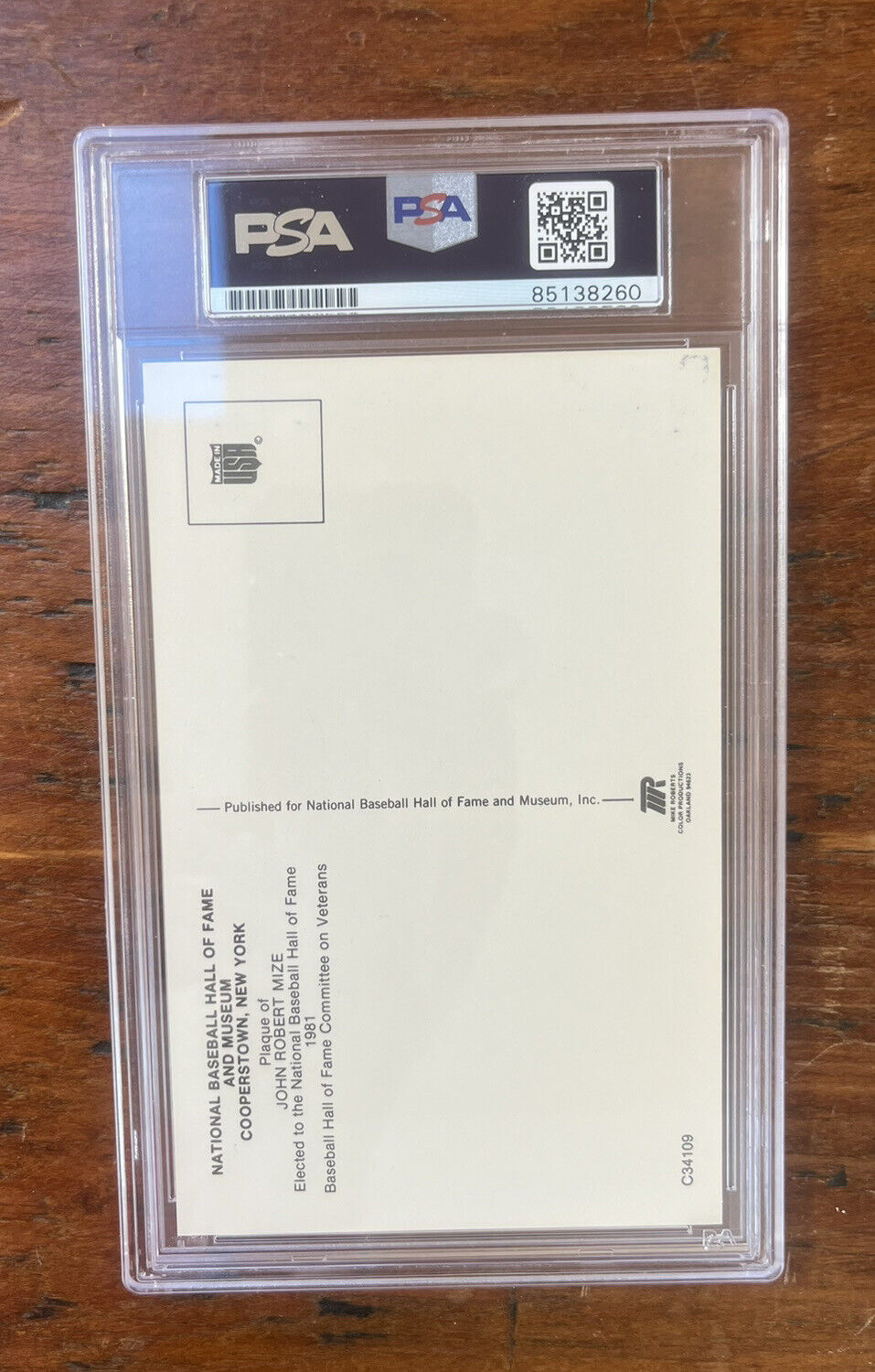 Johnny Mize Signed HOF Post Card PSA Mint 9 Auto