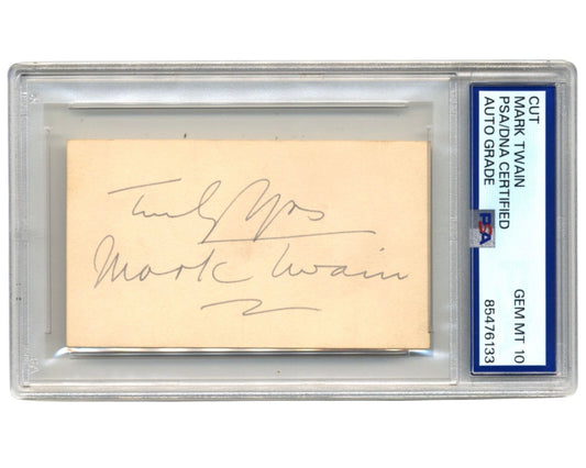 Author MARK TWAIN *Samuel Clemens* Signed Cut Auto PSA Gem Mint 10!