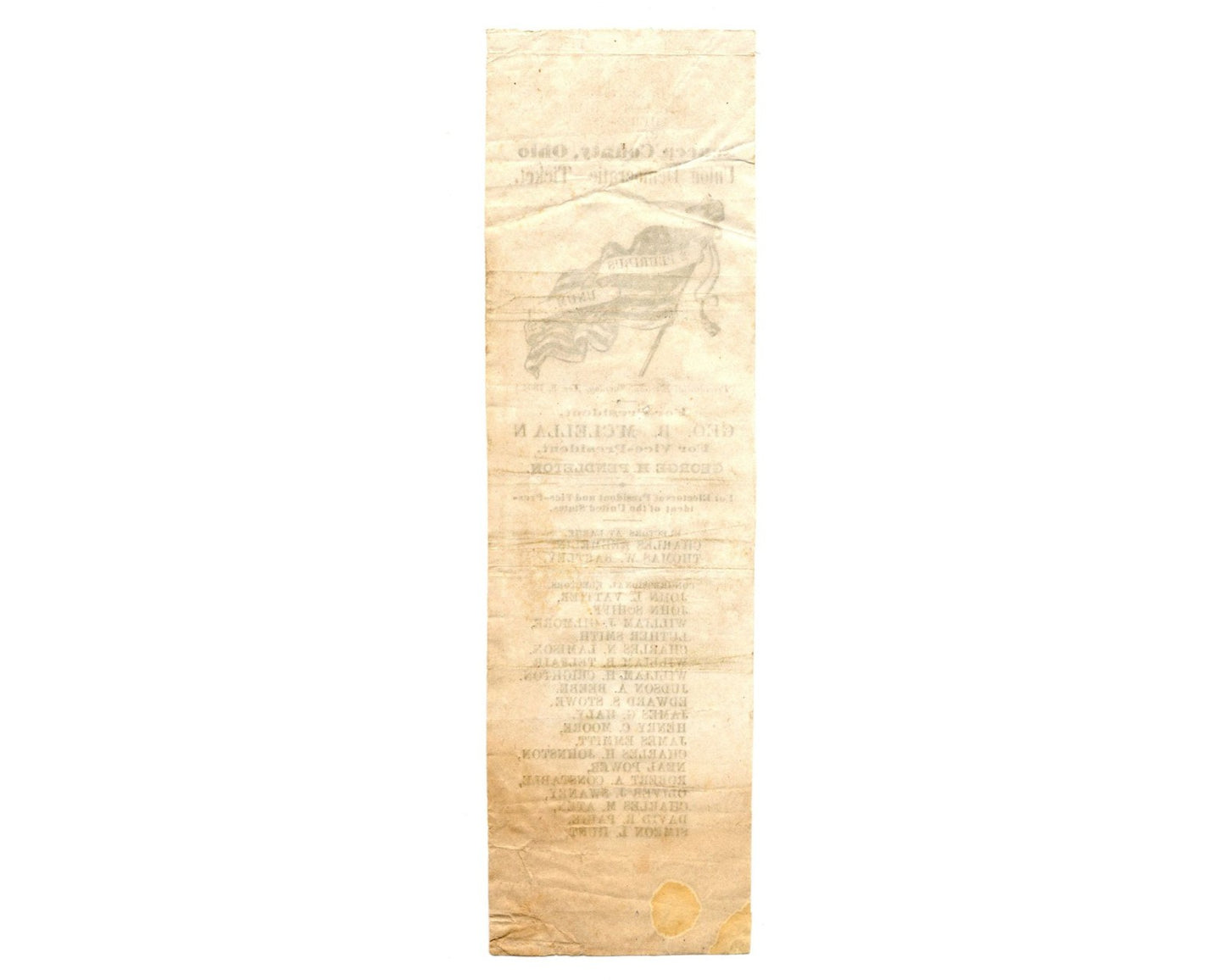 General George McClellan Ohio Soldiers Ballot / Ticket 1864 Election vs. Lincoln