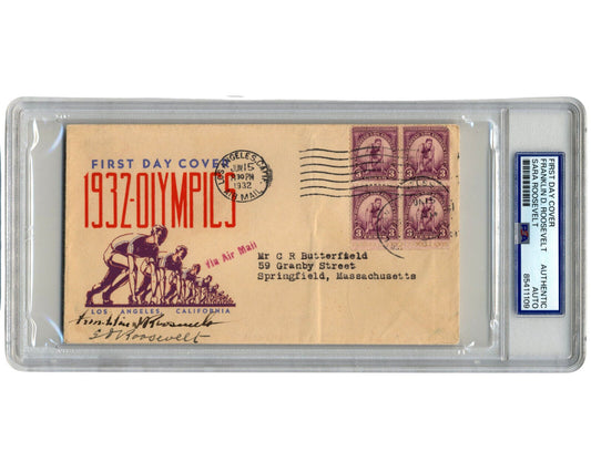 President FRANKLIN D. ROOSEVELT & SARA ROOSEVELT Rare Olympics Signed FDC PSA