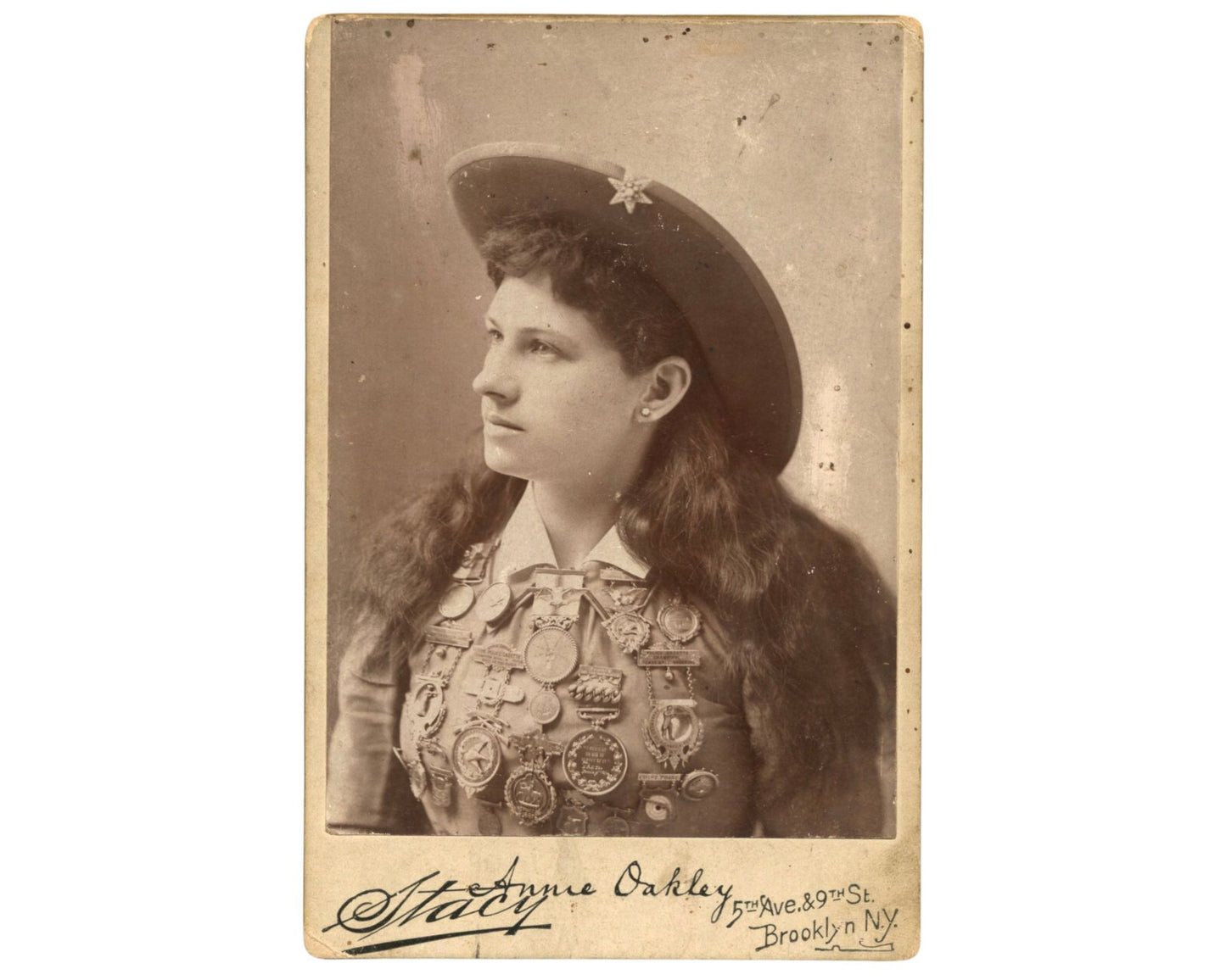 Sharpshooter ANNIE OAKLEY Cabinet Card Photograph By Stacy C. 1890 Old West Icon