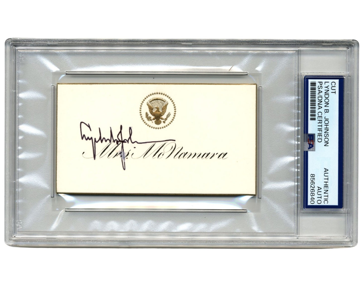 President Lyndon Johnson "McNamara" White House Dinner Place Card. PSA Auto