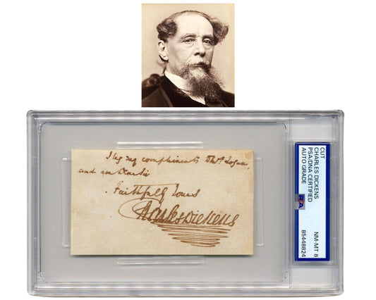 Charles Dickens signed autograph 3x4 cut Novelist: A Christmas Carol PSA Slabbed