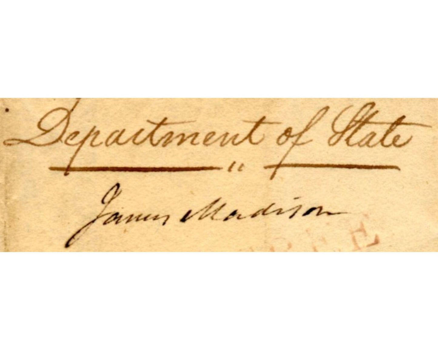 President James Madison Signed Free Frank to New Hampshire Gov. PSA Bold Auto!