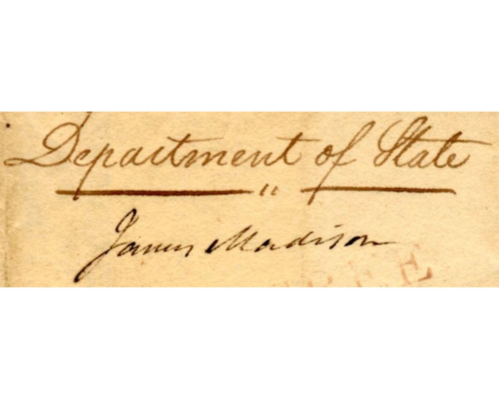 President James Madison Signed Free Frank to New Hampshire Gov. PSA Bold Auto!