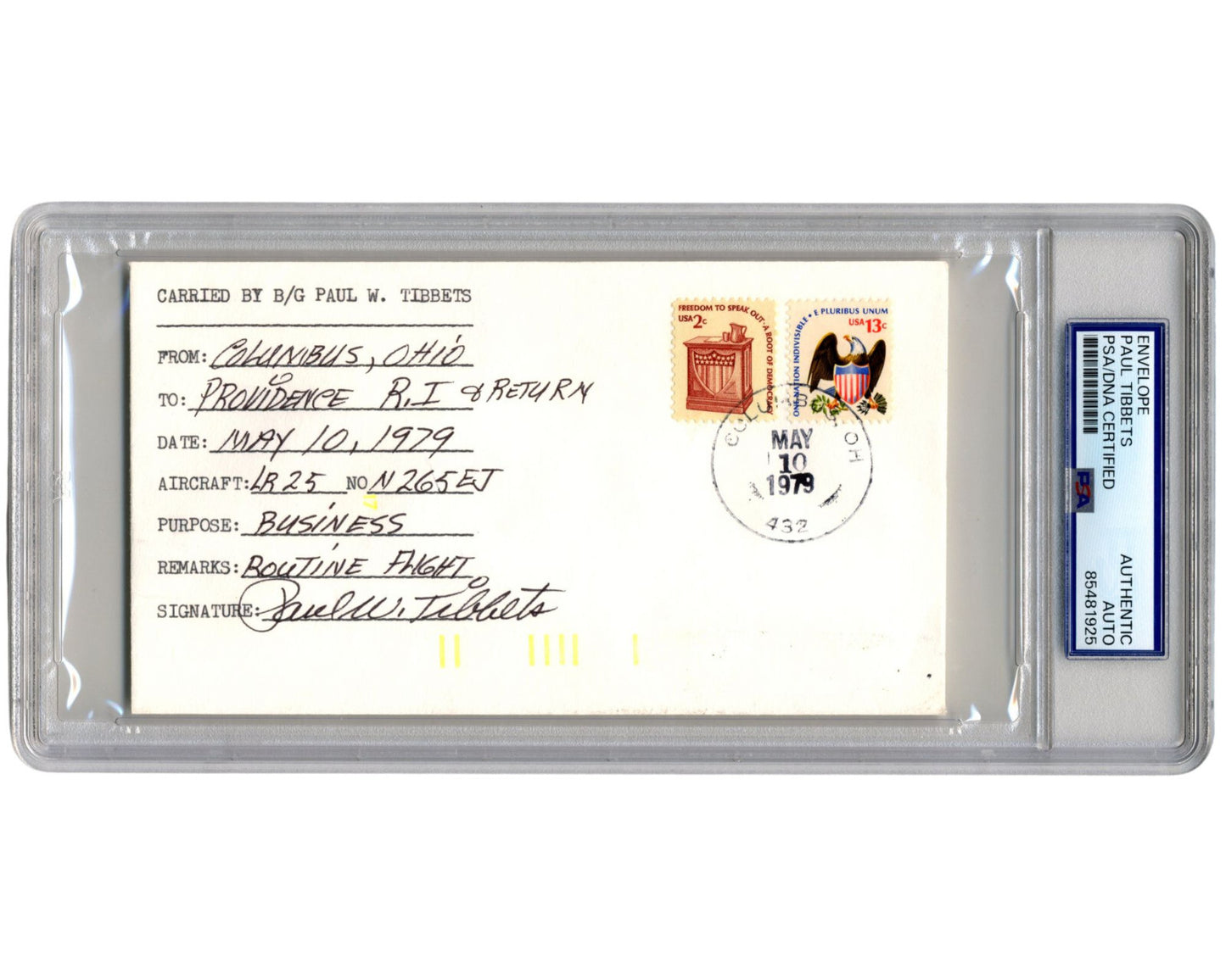 Paul Tibbets Signed and Flown FDC PSA Auto - He Dropped The Atom Bomb!