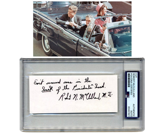 JFK Assassination: Dr. Robert McClelland Signed Quote "Exit Wound...Head" PSA