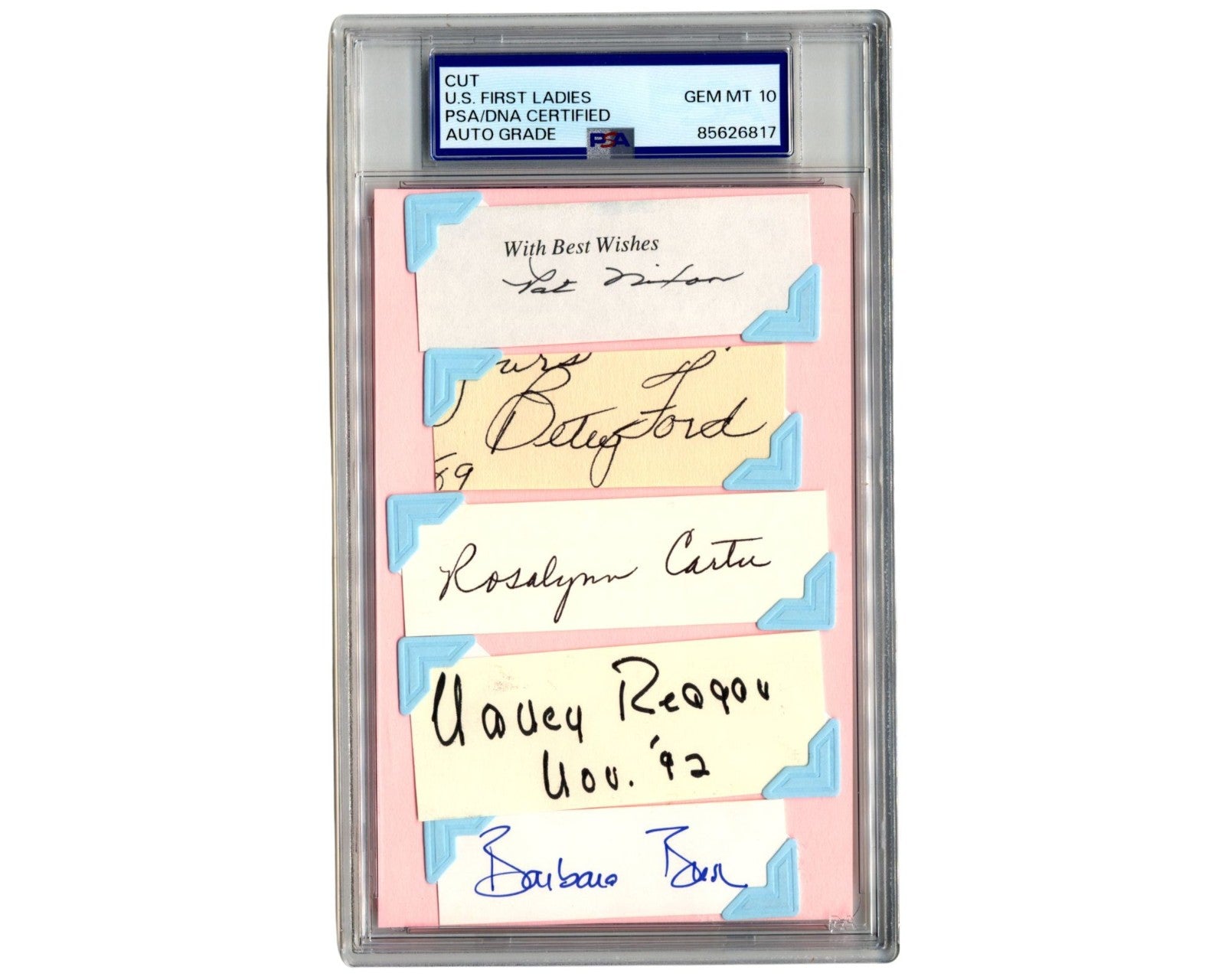 First Lady President Nixon Ford Carter Reagan Bush Signed Cut PSA Gem Mint 10