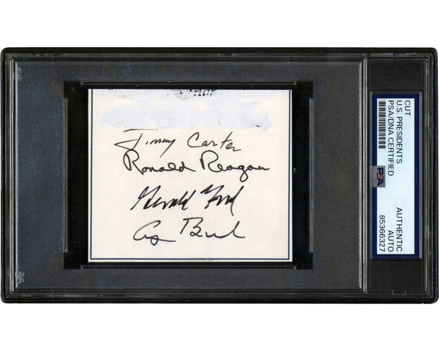 Four Presidents Reagan, Carter, Bush, Ford Signed Cut PSA Auto - Unique!