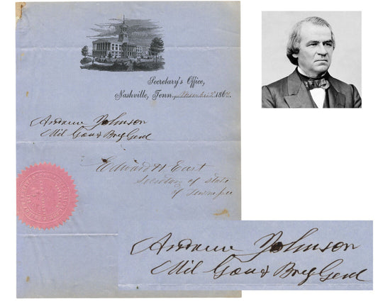 President Andrew Johnson Signed & Inscribed Tennessee Doc. - BAS Authentic Auto