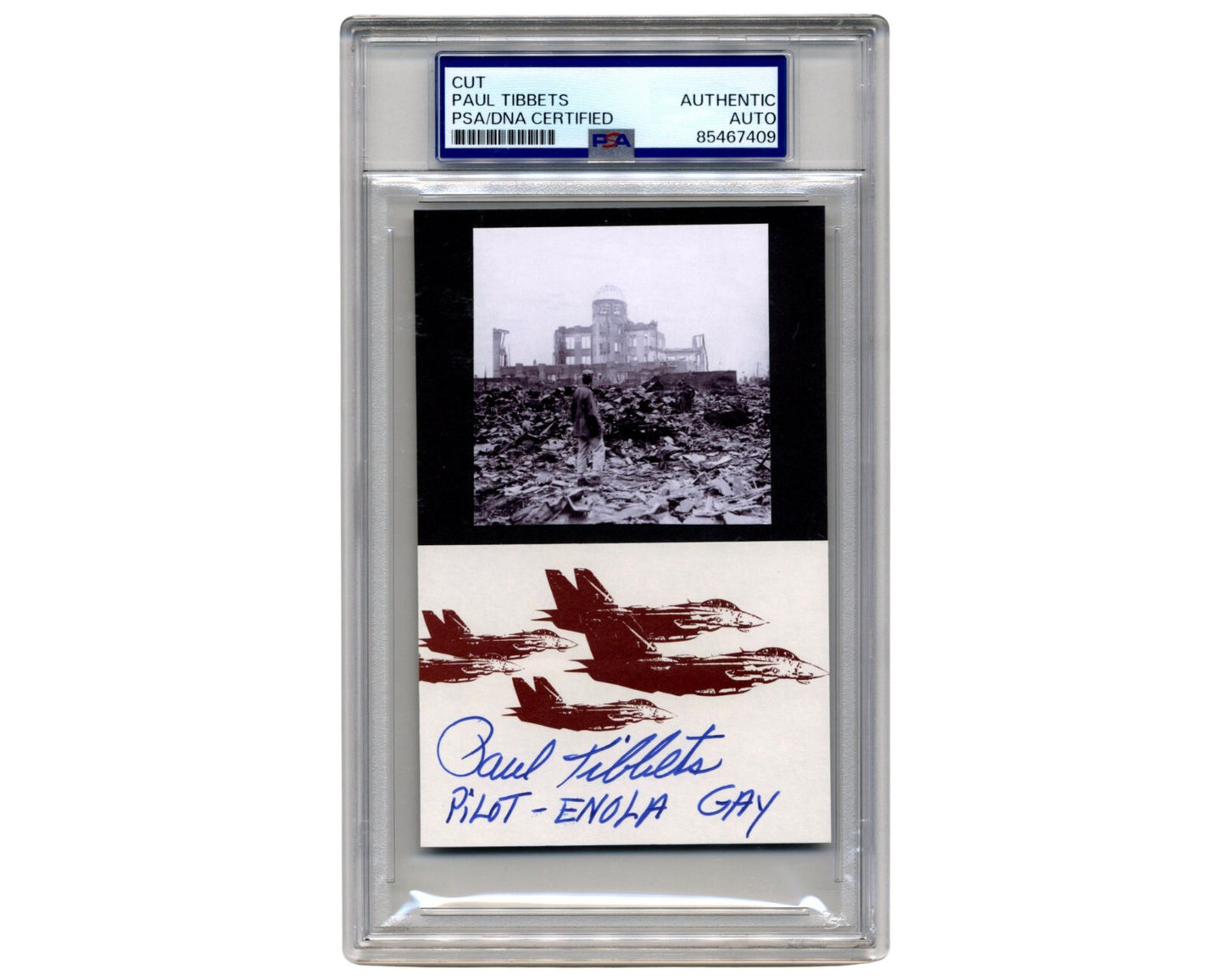 PAUL TIBBETS Signed Hiroshima Atomic Bomb Ruins Display PSA Bold Auto