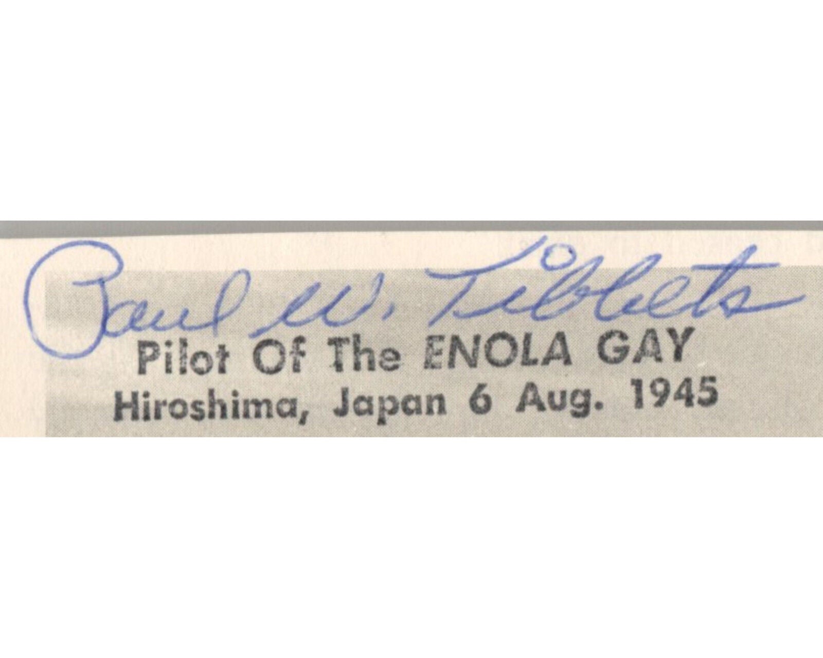 PAUL TIBBETS Signed Photo of Enola Gay - Pilot Dropped Bomb on Hiroshima PSA