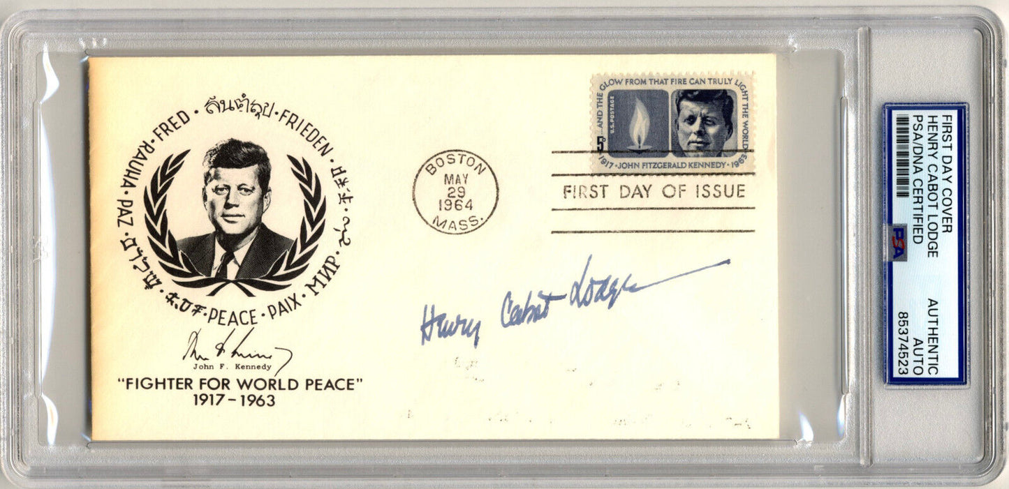 Henry Cabot Lodge Signed John F. Kennedy FDC PSA Auto