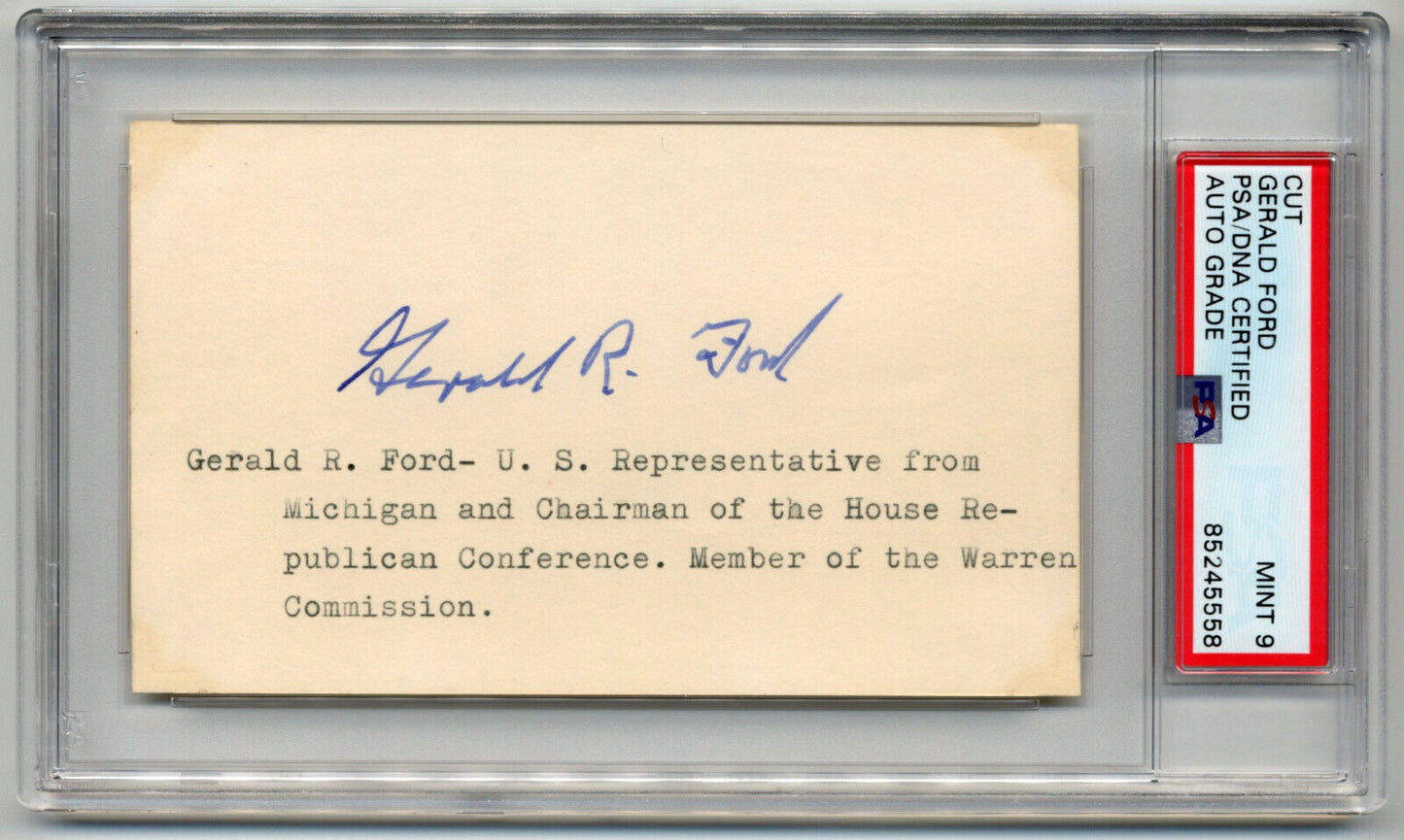 President Gerald R. Ford Signed Index Card "Warren Commisision" PSA/DNA Mint 9