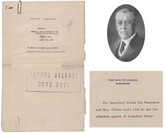 Woodrow Wilson's Copy of Sec. of War's "League of Nations" Speech at Dem. Conven