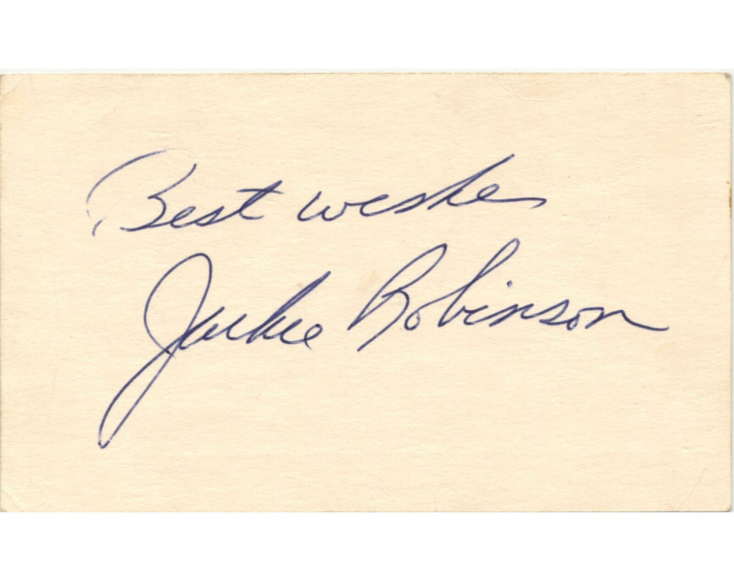 Gorgeous Jackie Robinson Signed Index Card - Large Example! JSA Authentic Auto