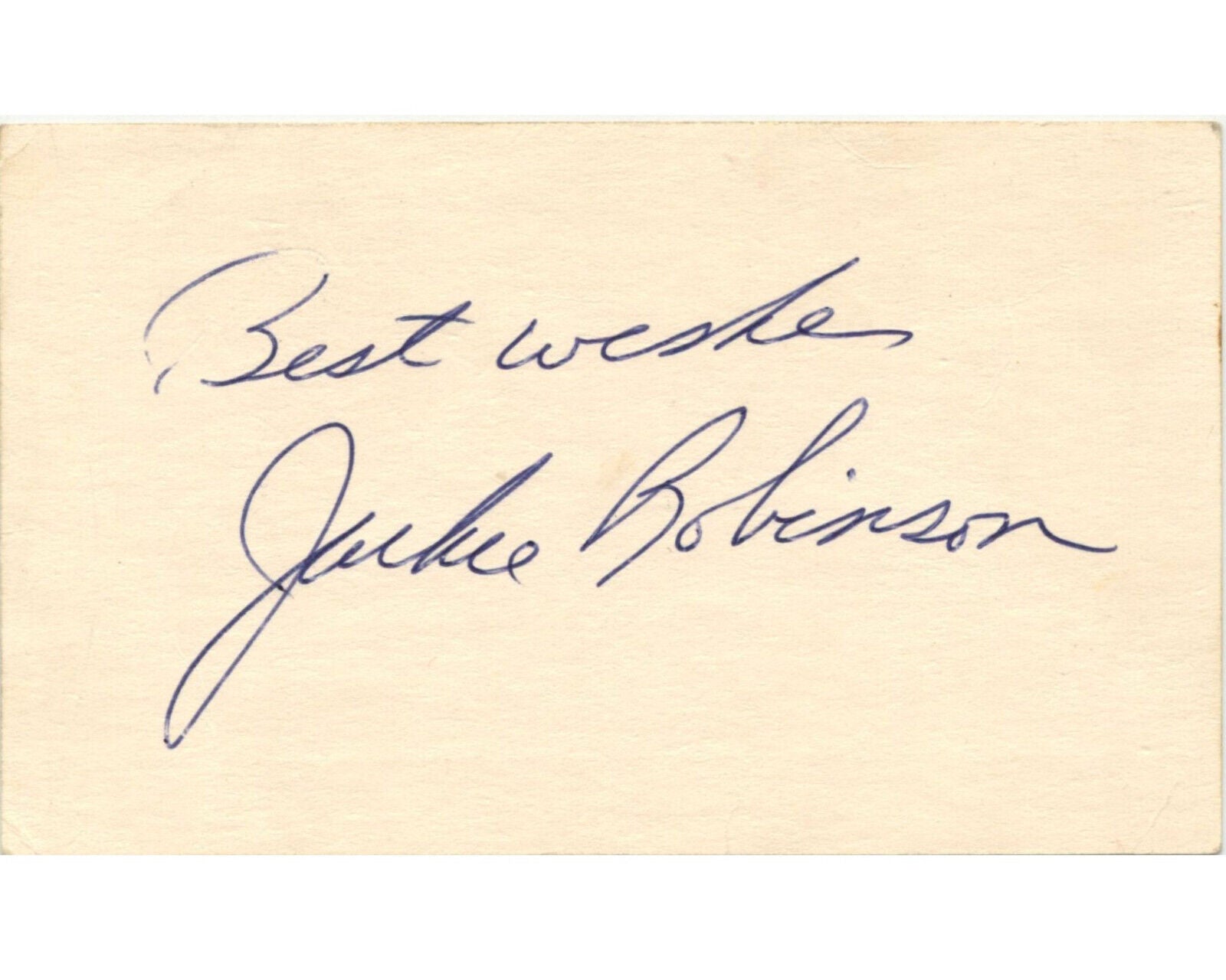 Gorgeous Jackie Robinson Signed Index Card - Large Example! JSA Authentic Auto