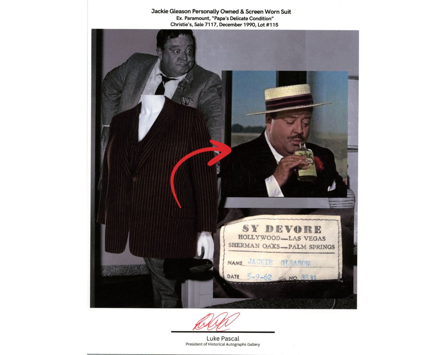 The Honeymooners Star Jackie Gleason Screen Worn & Owned Suit Relic Ex Christies