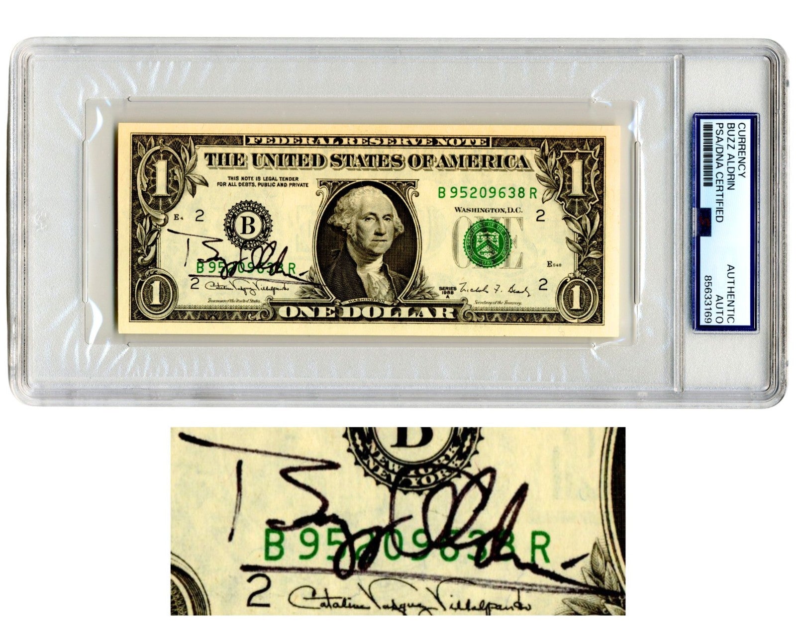 Apollo 11 Astronaut Buzz Aldrin Signed Currency $1 Dollar Bill PSA Auto