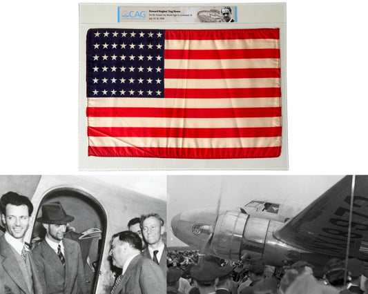 U.S.A Flag Flown on HOWARD HUGHES Record Setting Around the World Flight CAG
