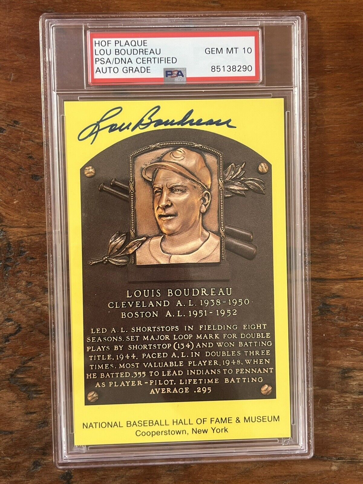 Louis “Lou” Boudrea Signed HOF Post Card PSA Gem Mint 10 Auto