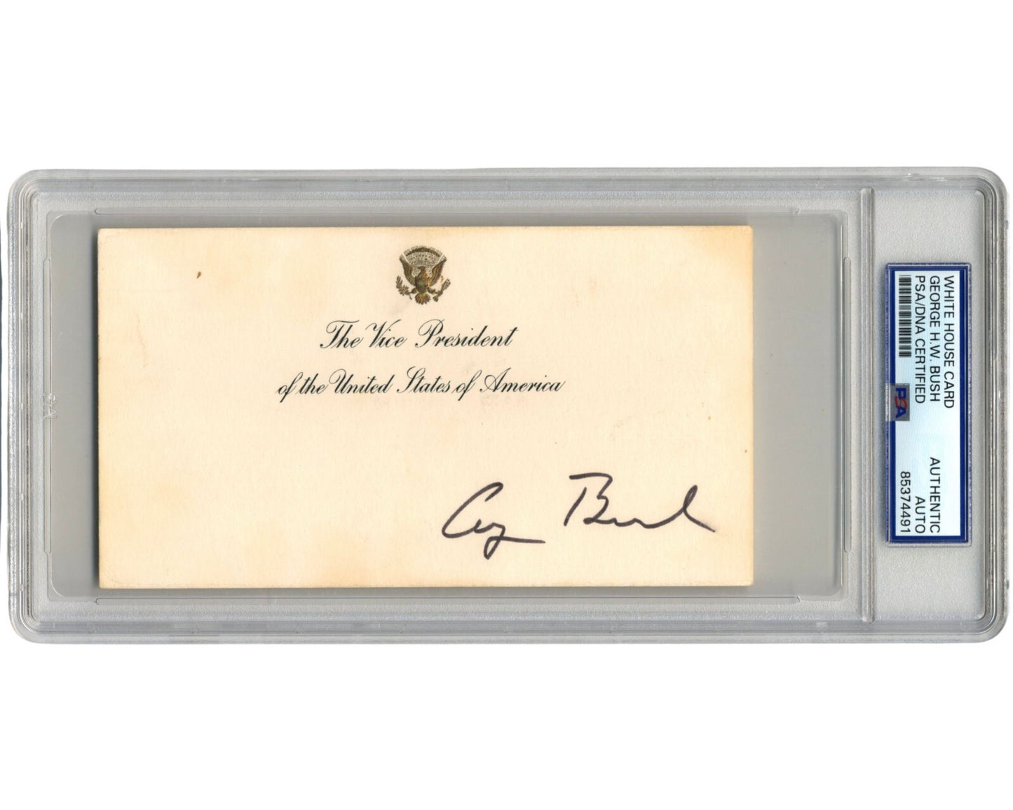 President George H. W. Bush Signed Vice President's White House Card PSA