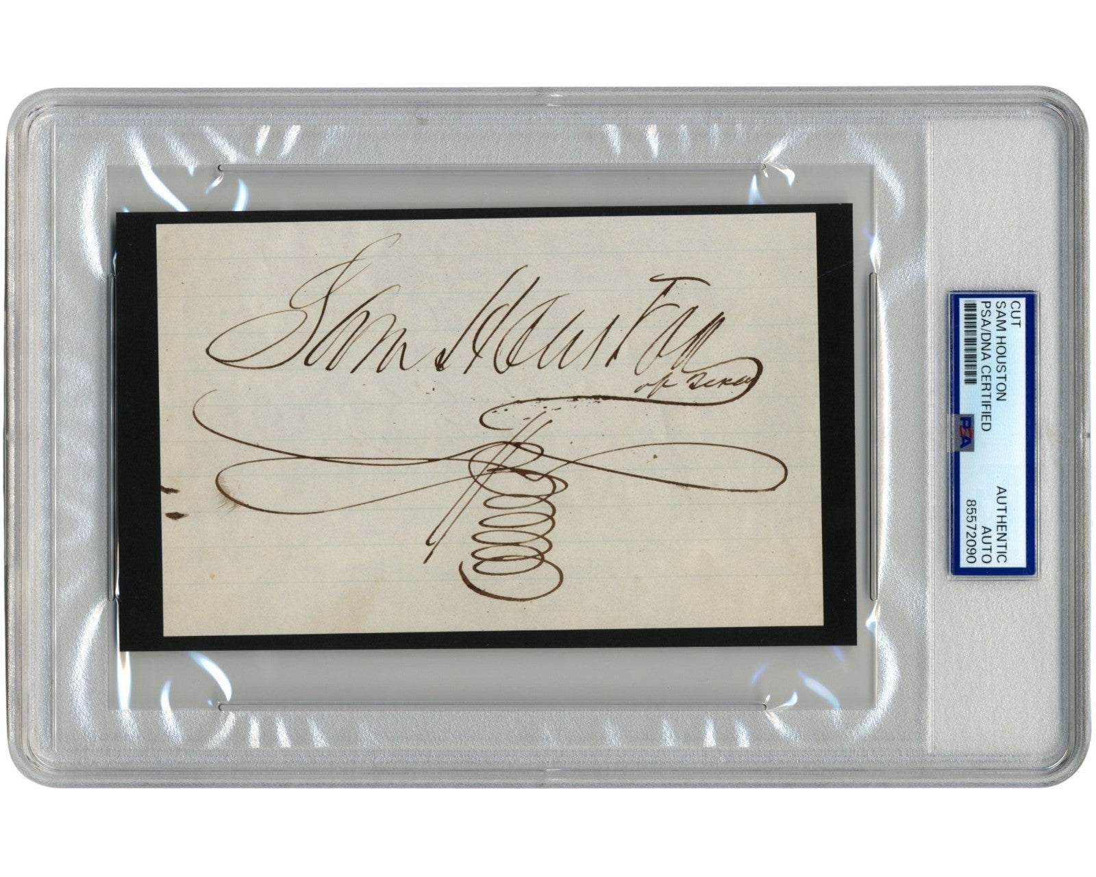 Gorgeous SAM HOUSTON Signed Cut PSA Auto 1st President of The Republic of Texas