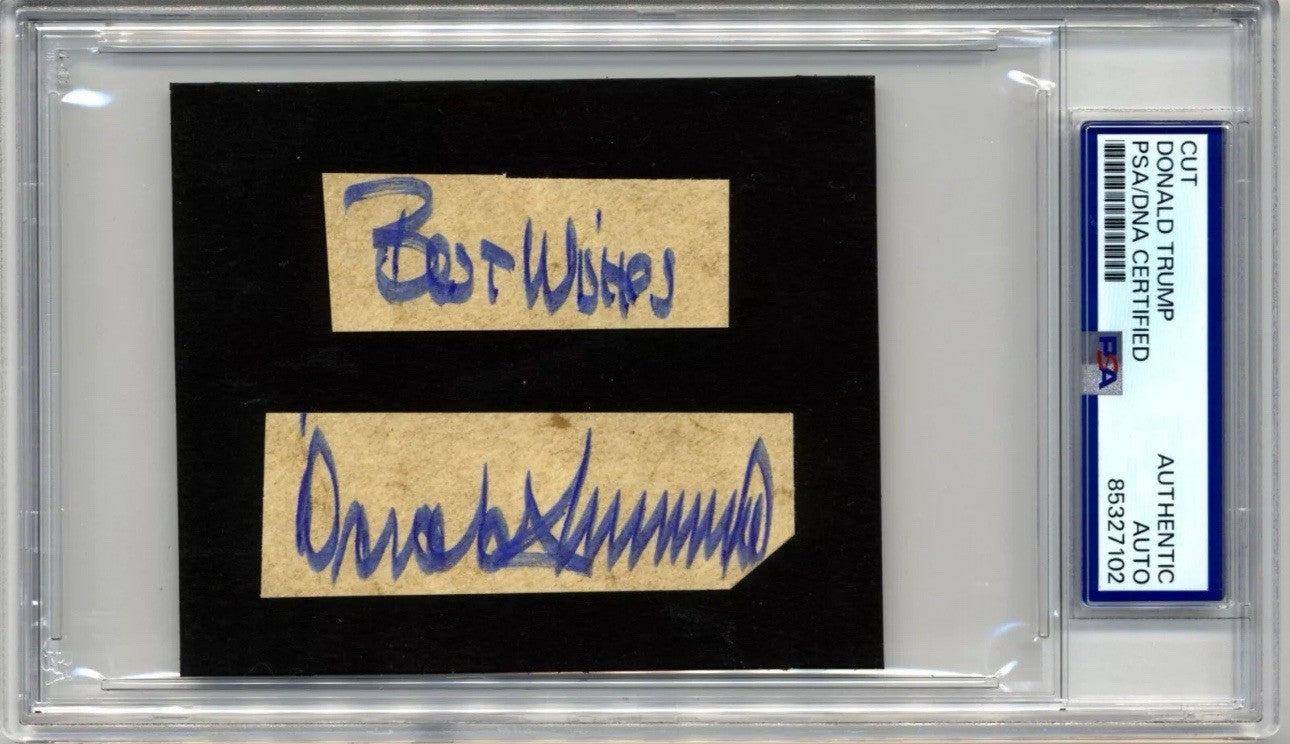 President Donald Trump Bold Signed Cut Rare Vintage Sig! - PSA Authentic Auto