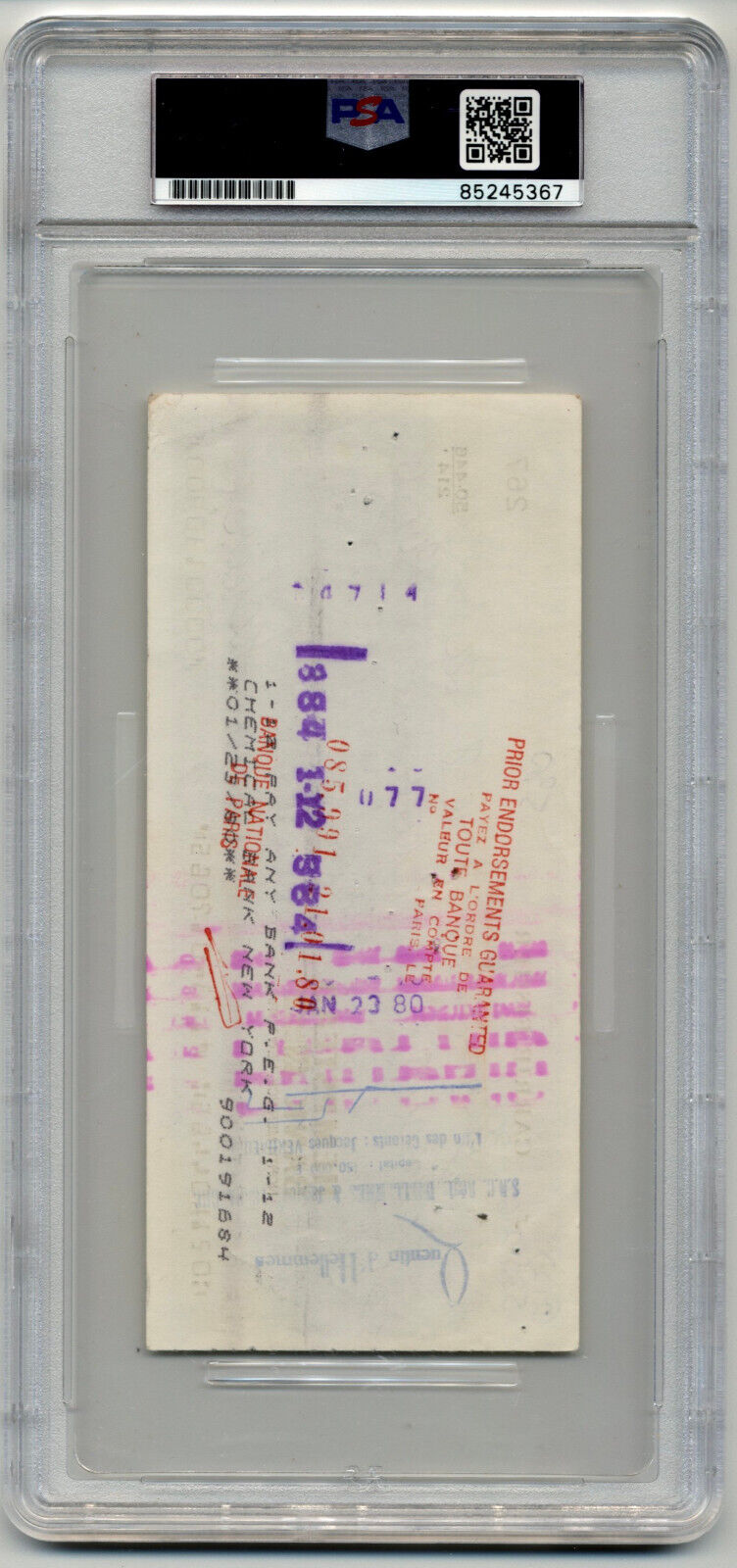Star Wars' Carrie Fisher Boldly Signed Check. PSA Mint 9. W/ Address & Phone no.