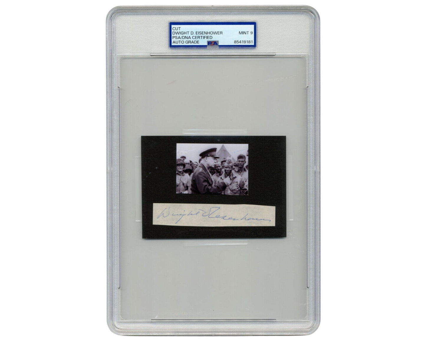 President DWIGHT EISENHOWER Signed Iconic D-Day Photo Display PSA Mint 9 Auto