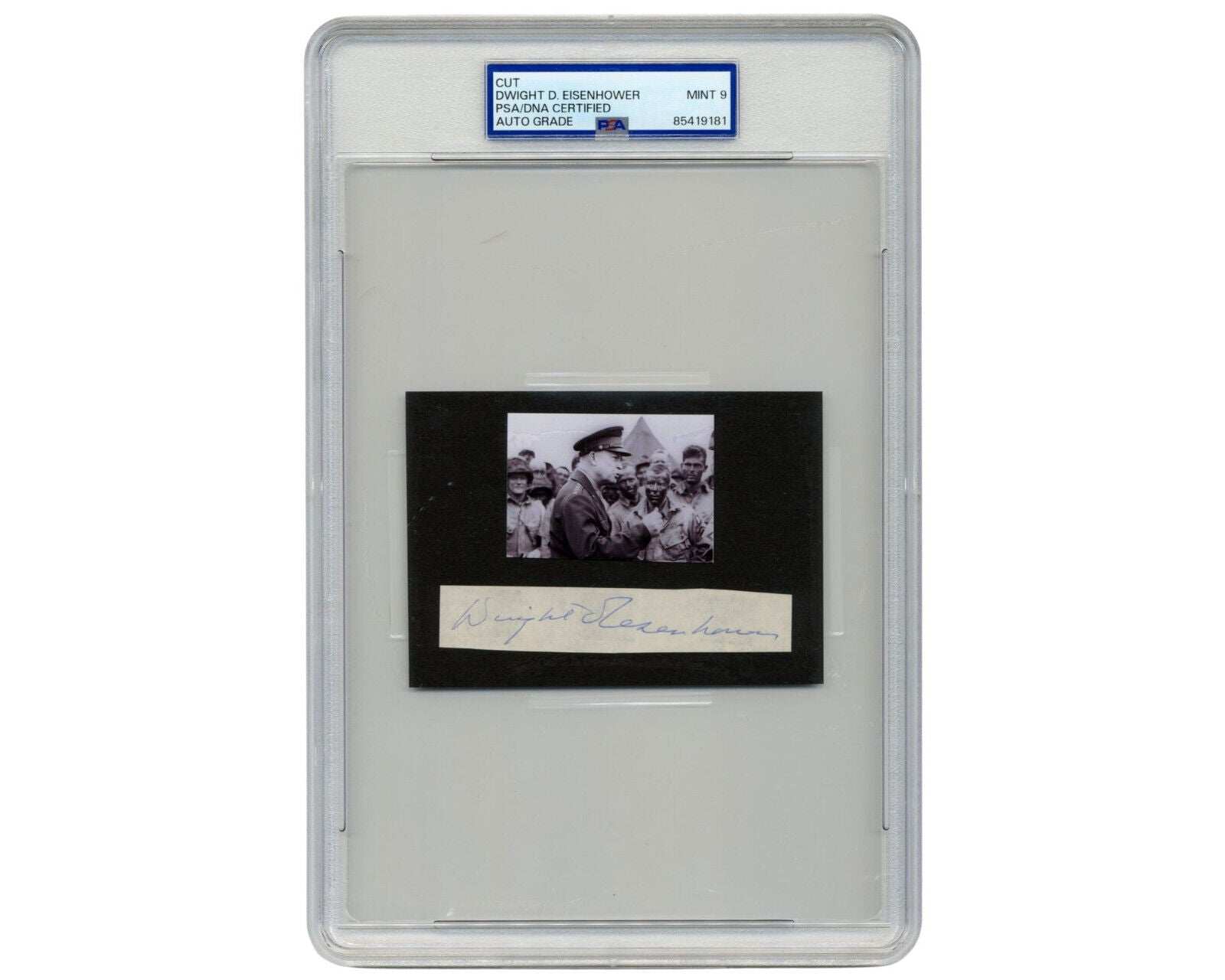 President DWIGHT EISENHOWER Signed Iconic D-Day Photo Display PSA Mint 9 Auto