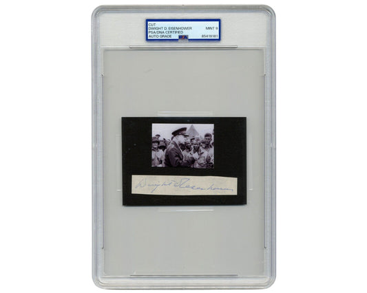 President DWIGHT EISENHOWER Signed Iconic D-Day Photo Display PSA Mint 9 Auto