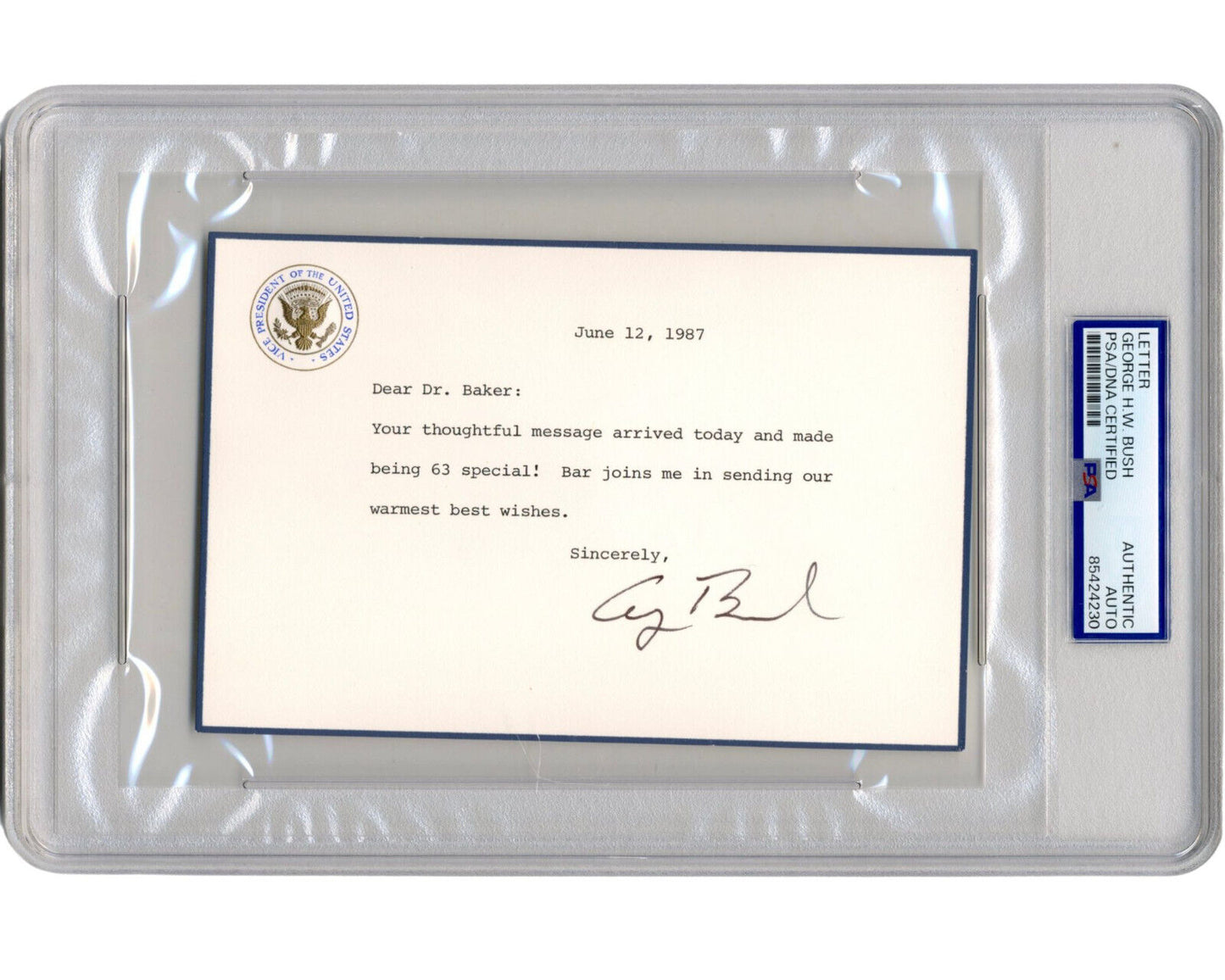 President George H.W. Bush Signed Hand Written Letter on VP Stationary PSA