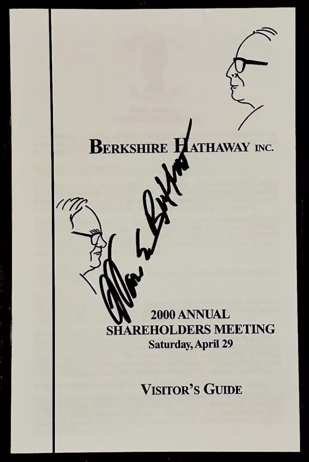 Warren Buffett Signed Berkshire Hathaway Annual Meeting Guide JSA Graded 10 Auto