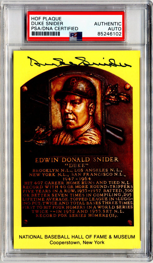 Duke Snider Signed HOF Post Card PSA Auto - Dodgers Legend!