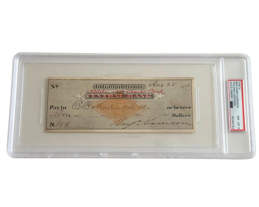 President Benjamin Harrison Signed Check PSA/DNA NM 8 Gorgeous Autograph