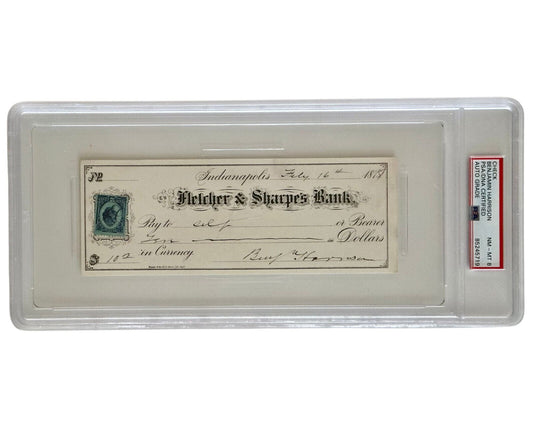 President Benjamin Harrison Signed Check PSA/DNA NM 8 Gorgeous Autograph