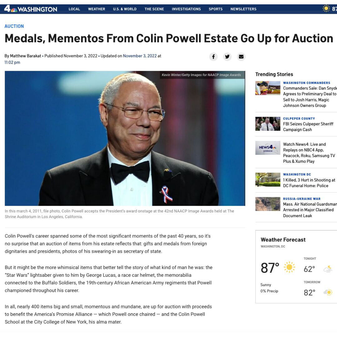 Colin Powell's Worn General Uniform. CAG. Ex. Colin Powell Estate