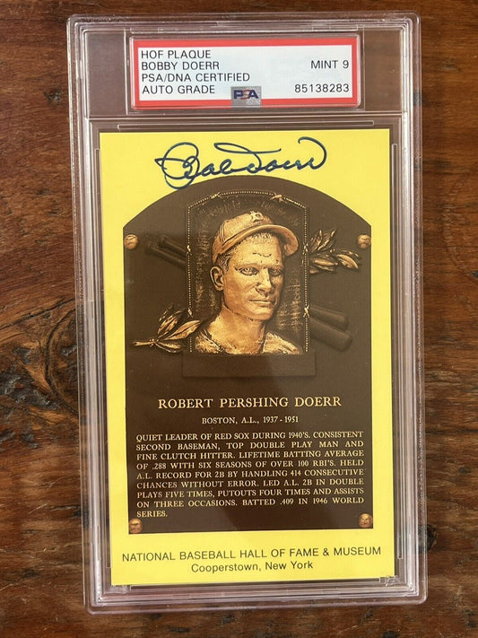 Robert “Bobby” Doerr Signed HOF Post Card PSA Mint 9 Auto