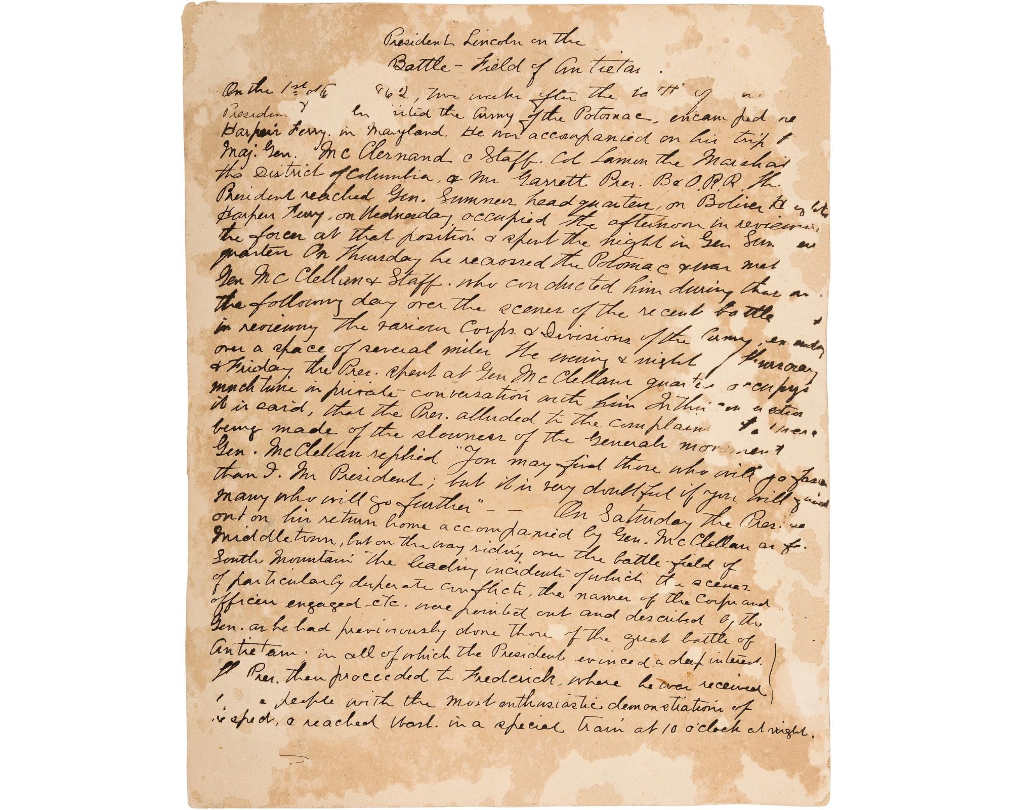 Back of lincoln at antietam photograph