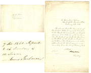 Three historical documents with handwritten text on aged paper. Signed by Buchanan