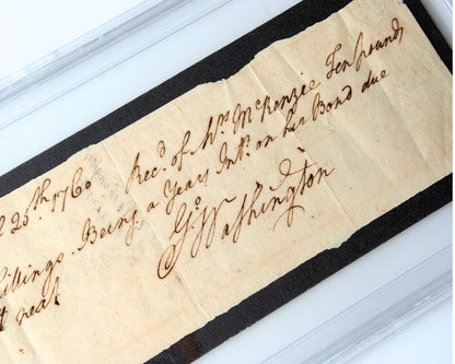 George Washington Signed "Williamsburg" Receipt - A Rare Early Example of 28 Year Old Washington! PSA 8
