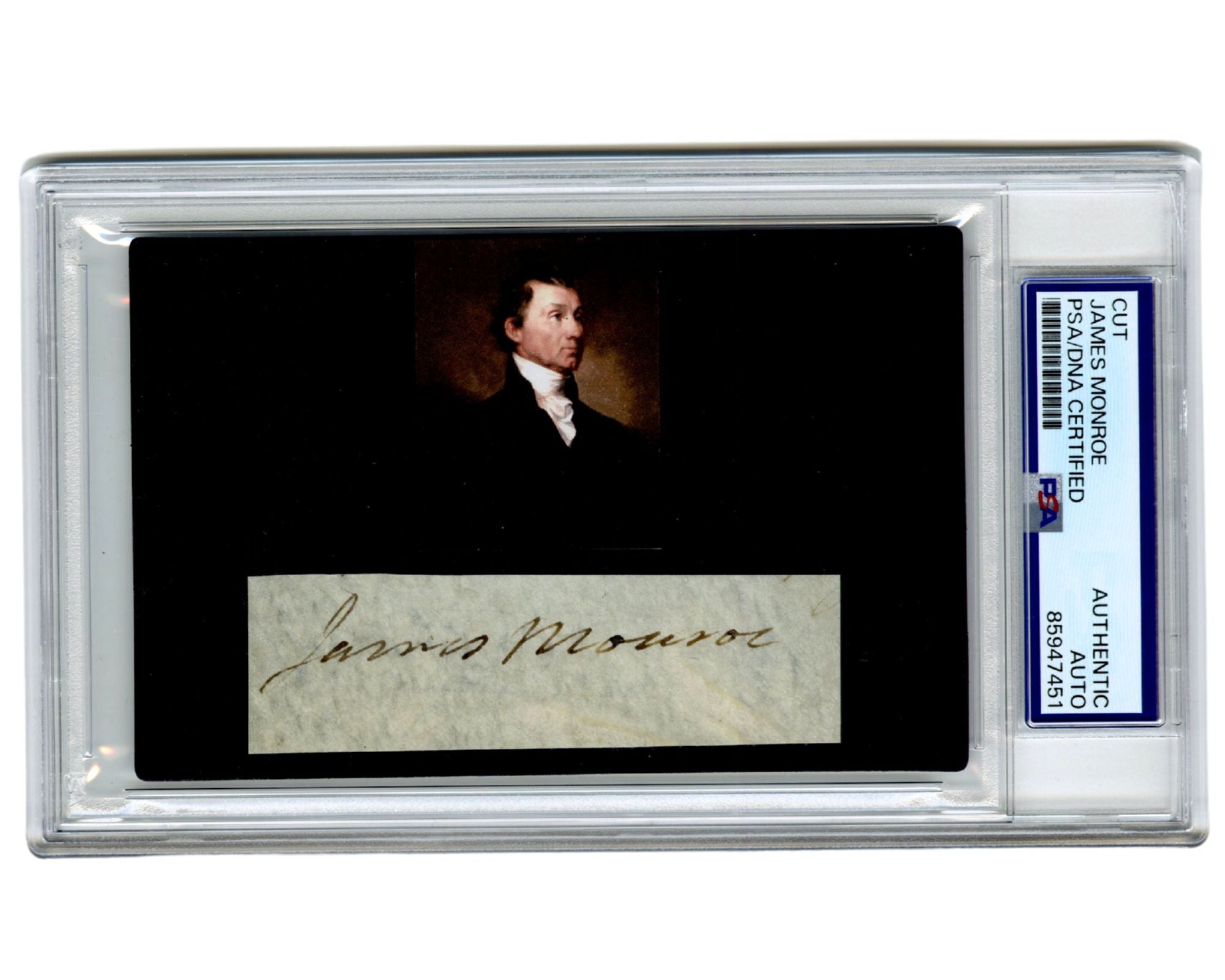 President James Monroe Signed Cut Display - Gorgeous Bold Example! PSA Auto