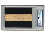 Autographed letter from John Jay in a protective display case with PSA grading label.