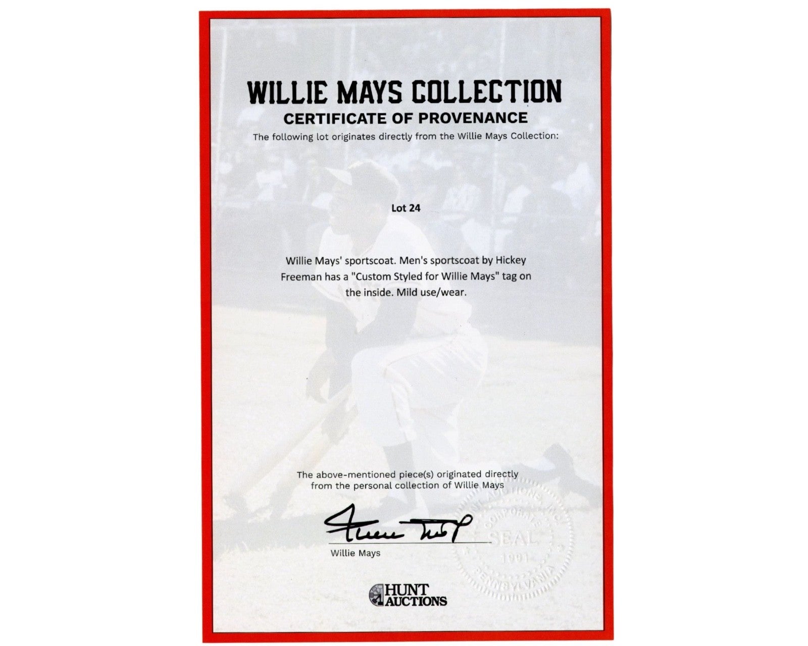Willie Mays Personally Owned & Worn Suit Ex. Mays Estate