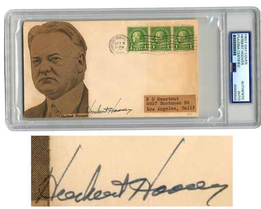 President Herbert Hoover Signed Envelope / First Day Cover PSA Auto