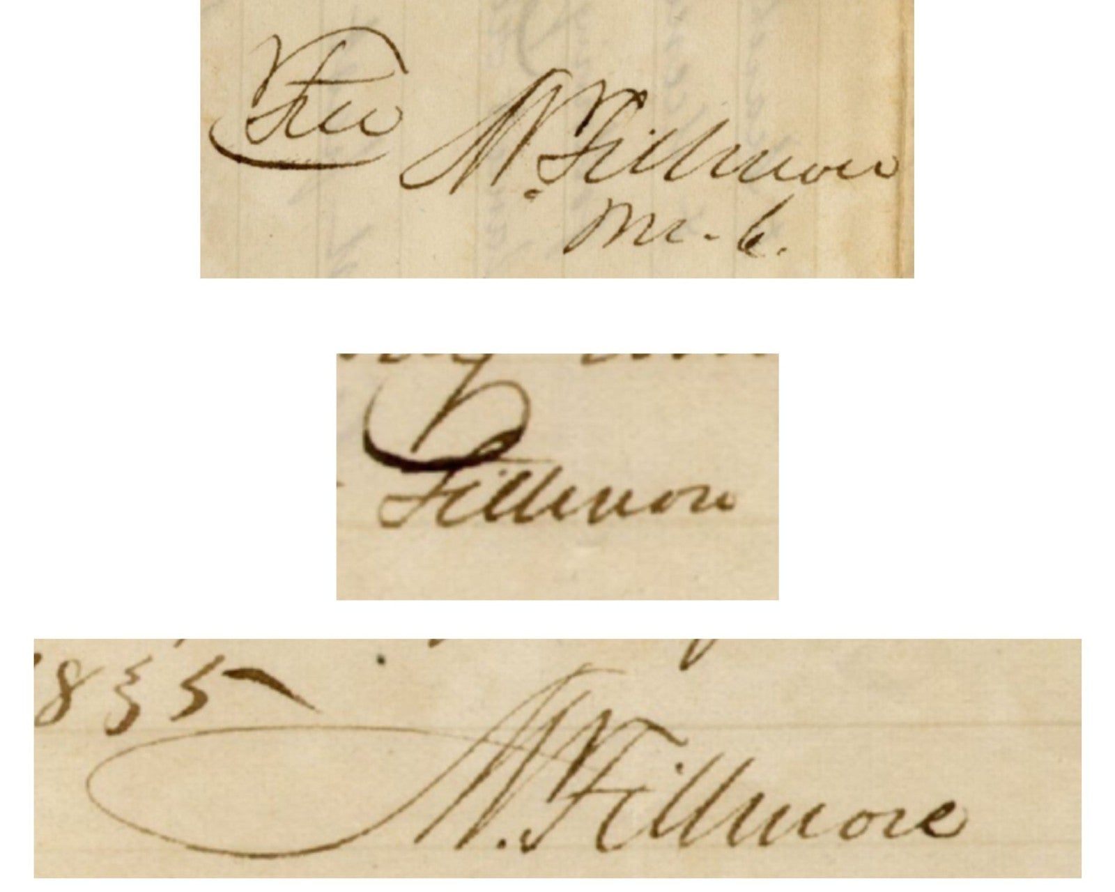 President Millard Fillmore 3x Signed Legal Letter & Free Frank! PSA Auto
