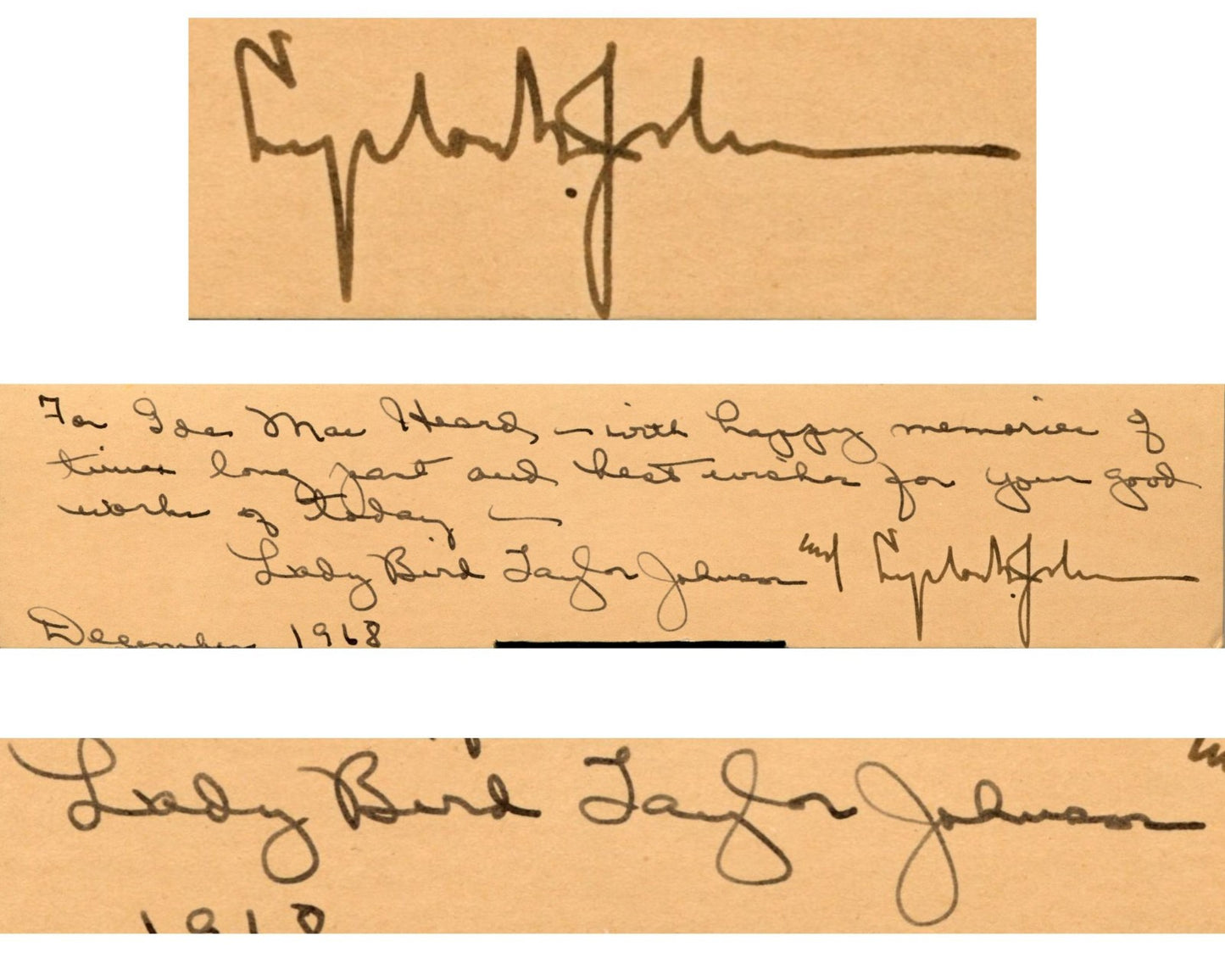 President Lyndon B. Johnson & Lady Bird Signed Photograph PSA Mint 9 Autograph